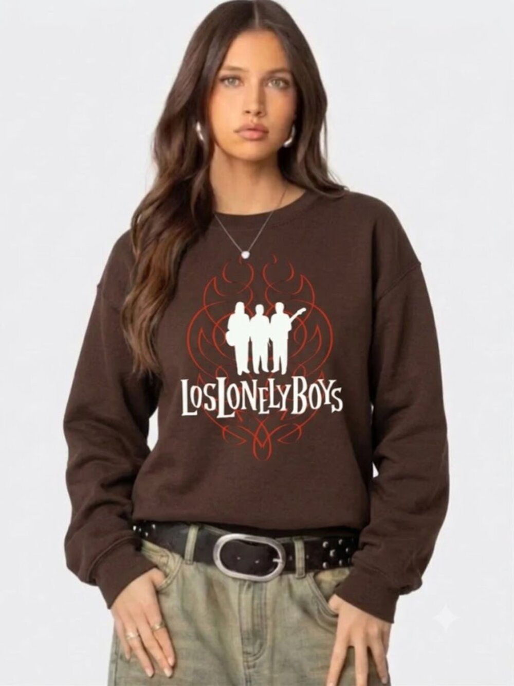 Los Lonely Boys Graphic Sweatshirt Brown Unisex Crewneck